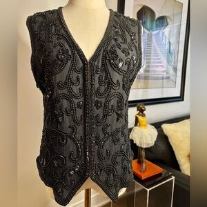 Vintage Joseph Ribkoff Creations Hand-Beaded Silk Vest – Size M
